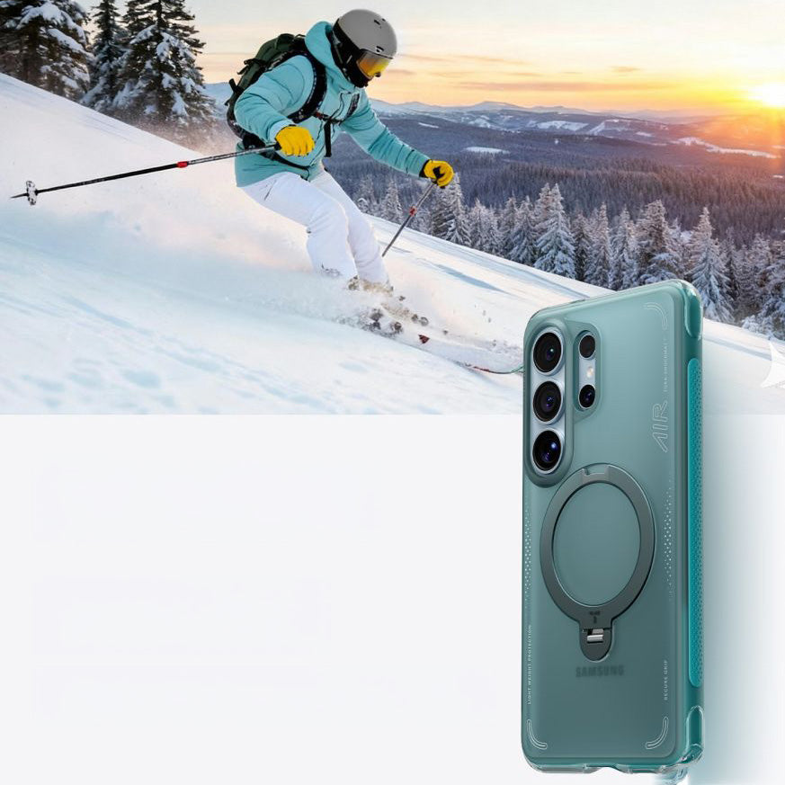 Handyhülle mit 360° drehbarem Standfuß für Galaxy S26 Ultra, Torras Ostand Q3 Air mit MagSafe, Türkis