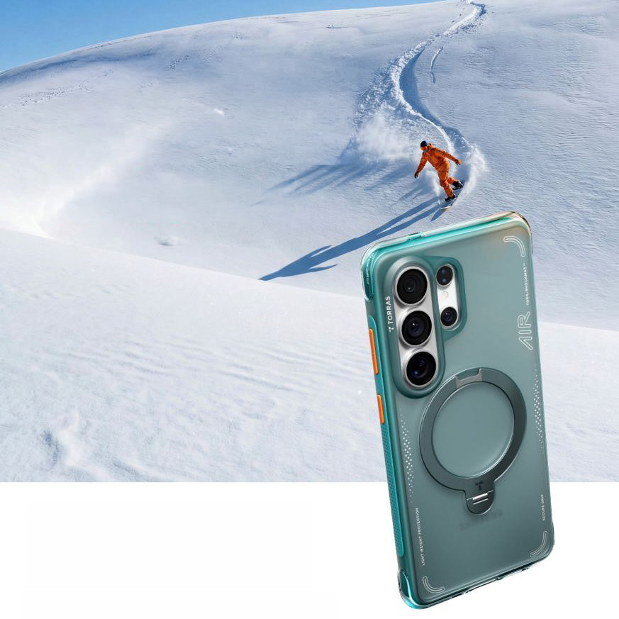 Handyhülle mit 360° drehbarem Standfuß für Galaxy S26 Ultra, Torras Ostand Q3 Air mit MagSafe, Türkis