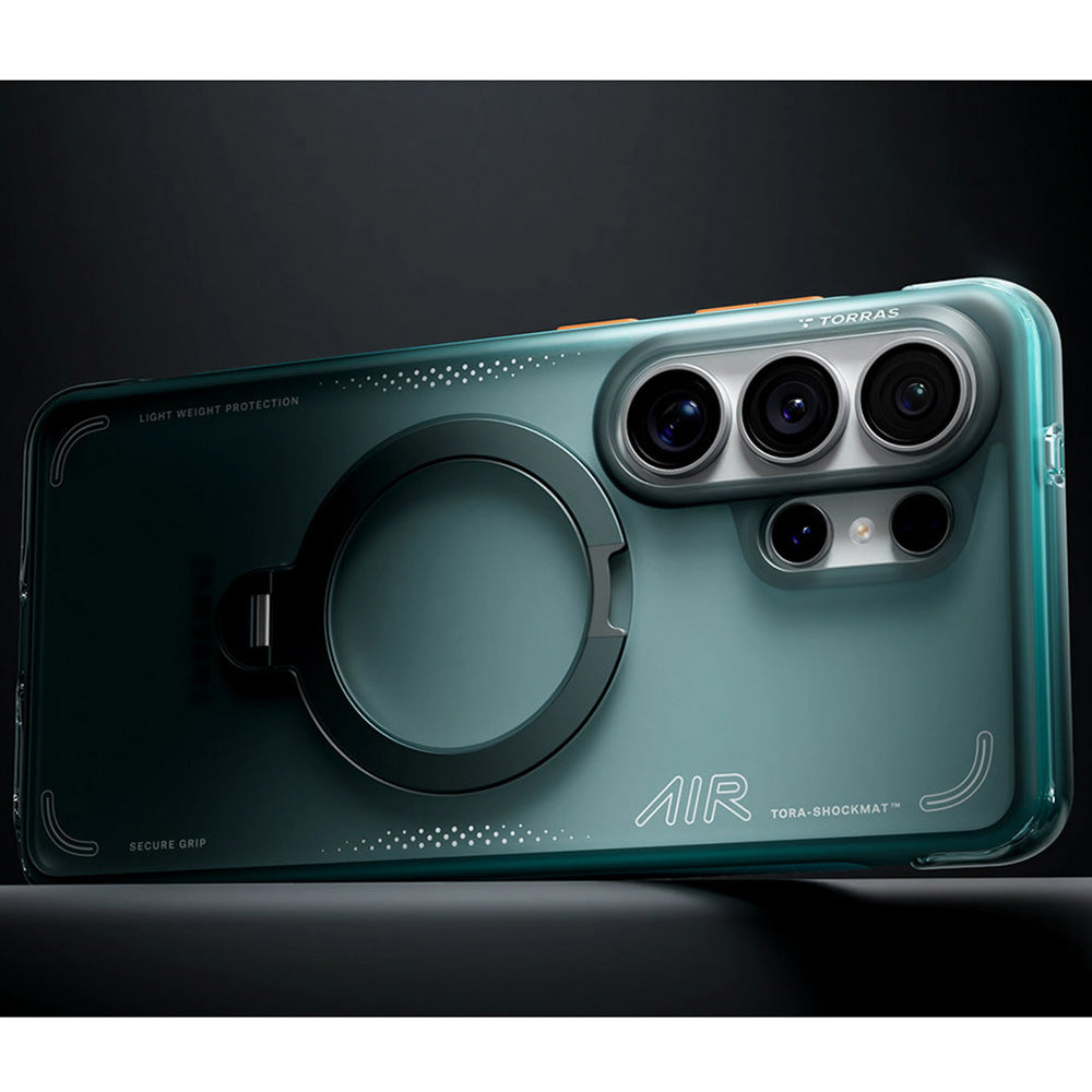 Handyhülle mit 360° drehbarem Standfuß für Galaxy S26 Ultra, Torras Ostand Q3 Air mit MagSafe, Türkis