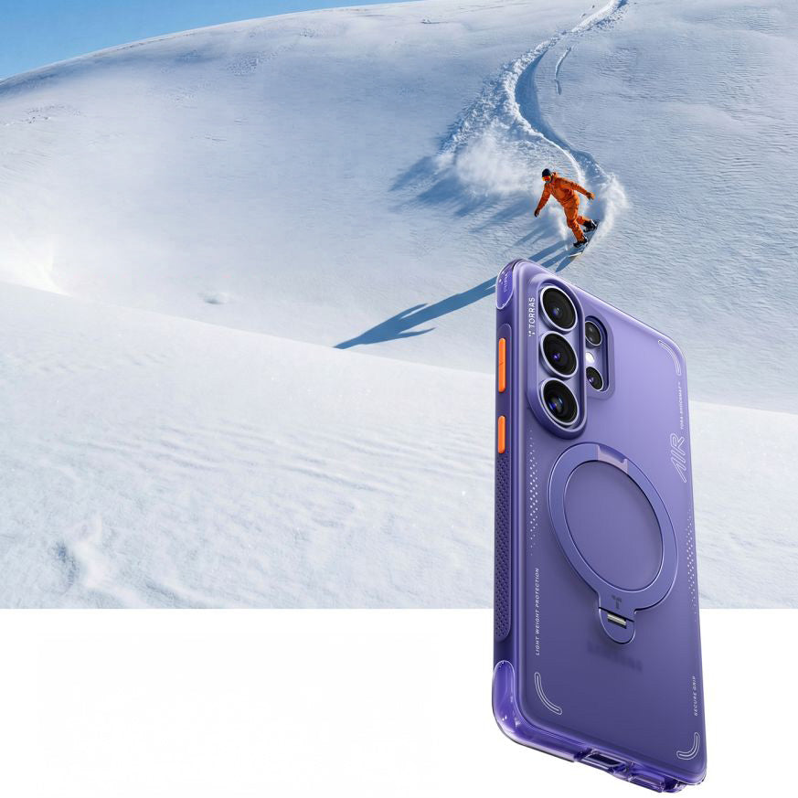 Handyhülle mit 360° drehbarem Standfuß für Galaxy S26 Ultra, Torras Ostand Q3 Air mit MagSafe, Violett