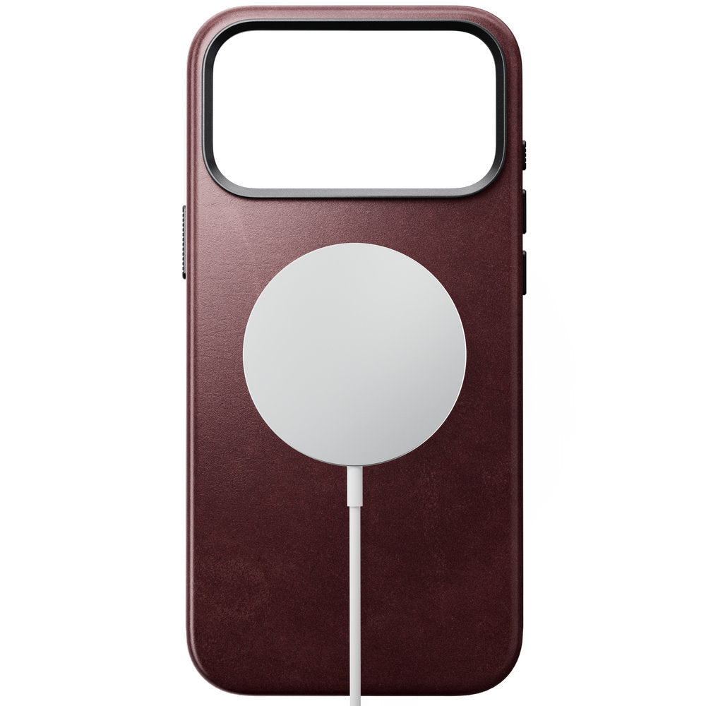 Leder Handyhülle für iPhone 18 Pro Max / 17 Pro Max mit MagSafe, Traditional Leather Case Horween Series, Dunkelrot (7/9)