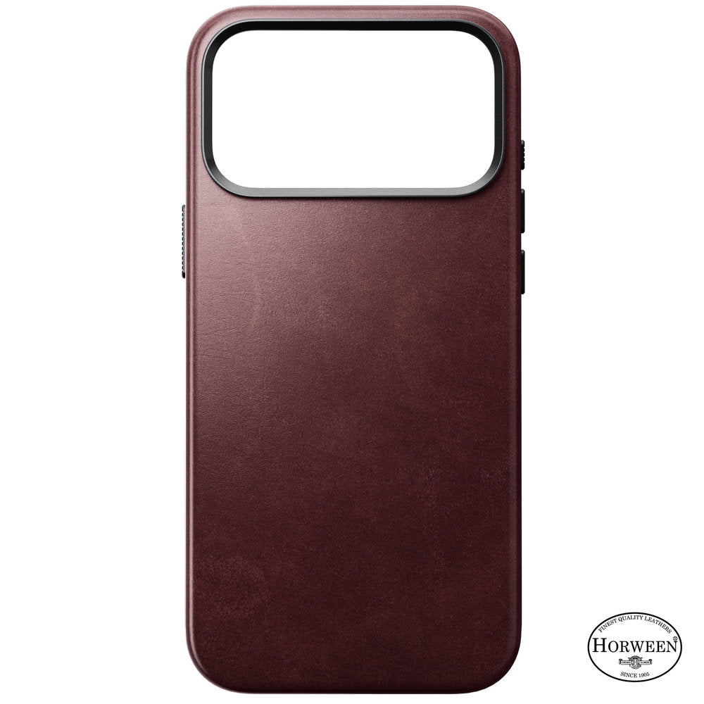 Leder Handyhülle für iPhone 18 Pro Max / 17 Pro Max mit MagSafe, Traditional Leather Case Horween Series, Dunkelrot (8/9)