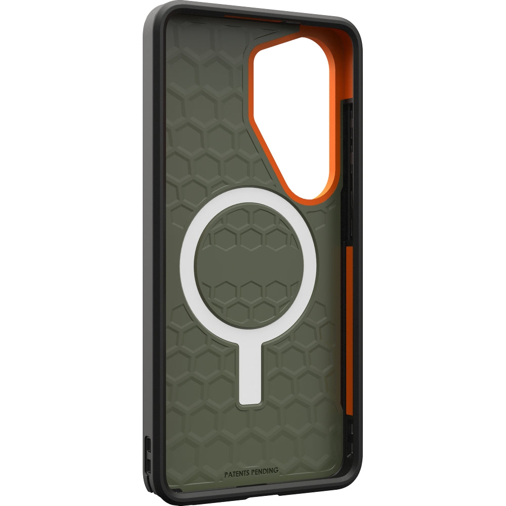 Handyhülle für Galaxy S26 Ultra, Urban Armor Gear Civilian Magnet, Grün mit Orange