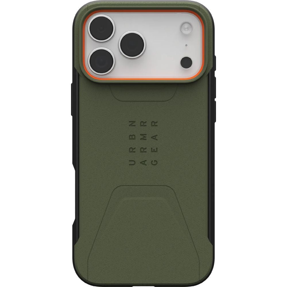 Handyhülle für iPhone 17 Pro Max, Urban Armor Gear Civilian Mag mit MagSafe, Grün mit Orange
