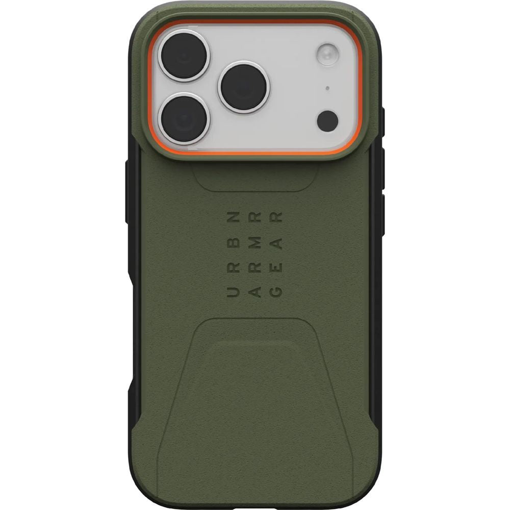 Handyhülle für iPhone 17 Pro, Urban Armor Gear Civilian Mag mit MagSafe, Grün mit Orange