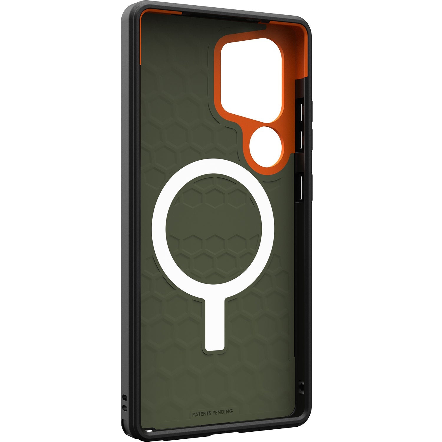 Handyhülle für Galaxy S25 Ultra, Urban Armor Gear Civilian Magnet, Grün mit Orange