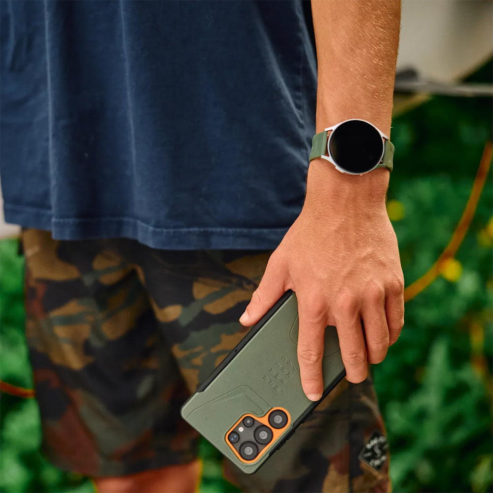 Handyhülle für Galaxy S25 Ultra, Urban Armor Gear Civilian Magnet, Grün mit Orange