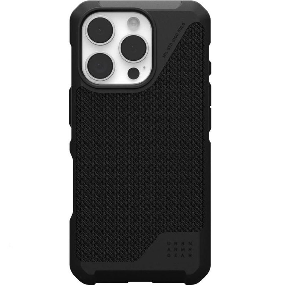 Handyhülle für iPhone 16 Pro, Urban Armor Gear Metropolis LT Mag mit MagSafe, Schwarz mit Kevlar