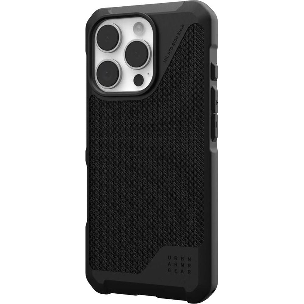 Handyhülle für iPhone 16 Pro, Urban Armor Gear Metropolis LT Mag mit MagSafe, Schwarz mit Kevlar