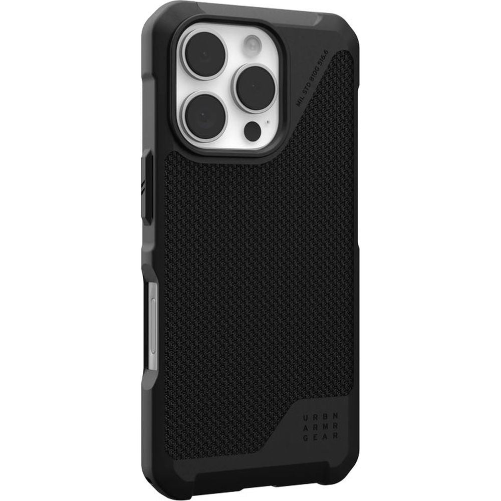 Handyhülle für iPhone 16 Pro, Urban Armor Gear Metropolis LT Mag mit MagSafe, Schwarz mit Kevlar