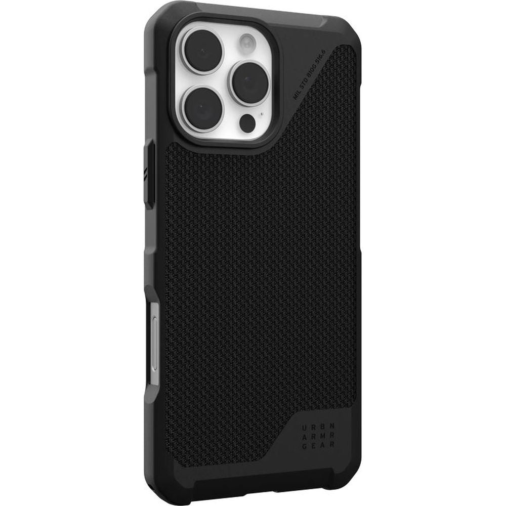 Handyhülle für iPhone 16 Pro Max, Urban Armor Gear Metropolis LT Mag mit MagSafe, Schwarz mit Kevlar