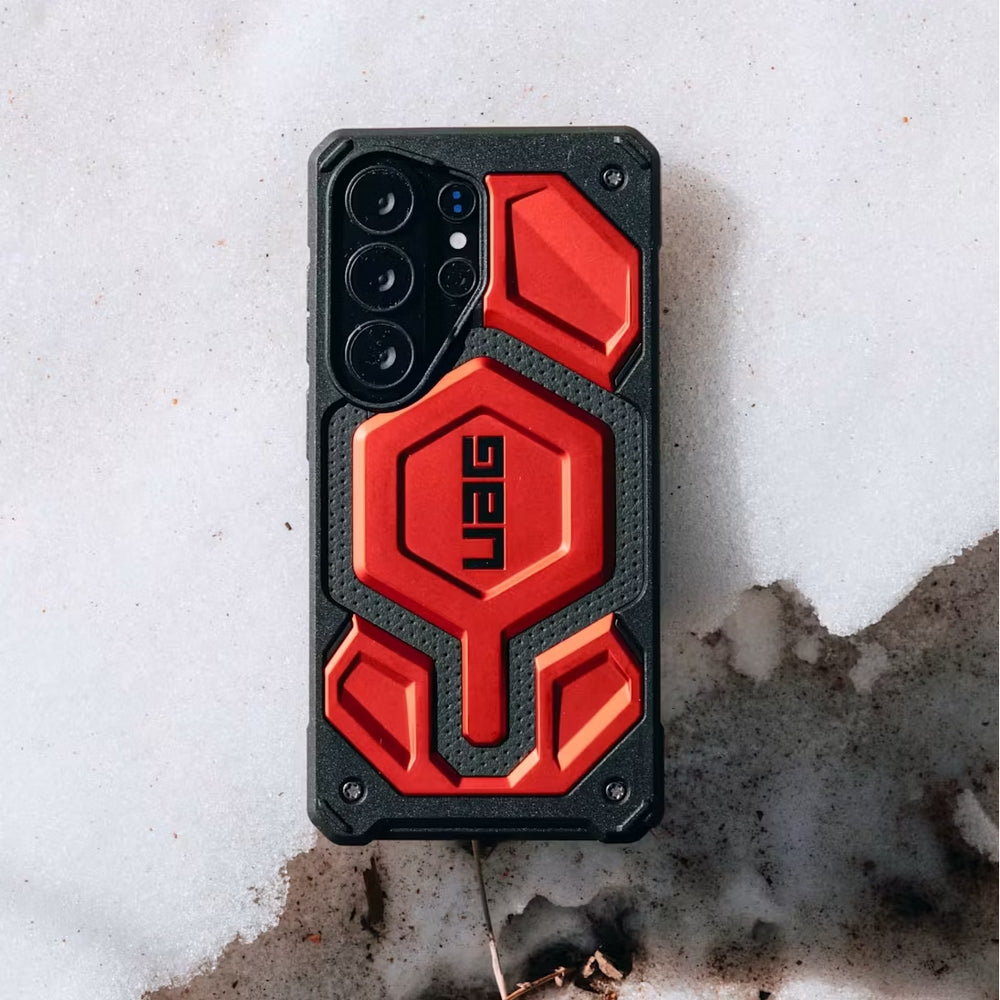 Handyhülle für Galaxy S26 Ultra, Urban Armor Gear Monarch Pro Mag mit MagSafe, Rot / Schwarz