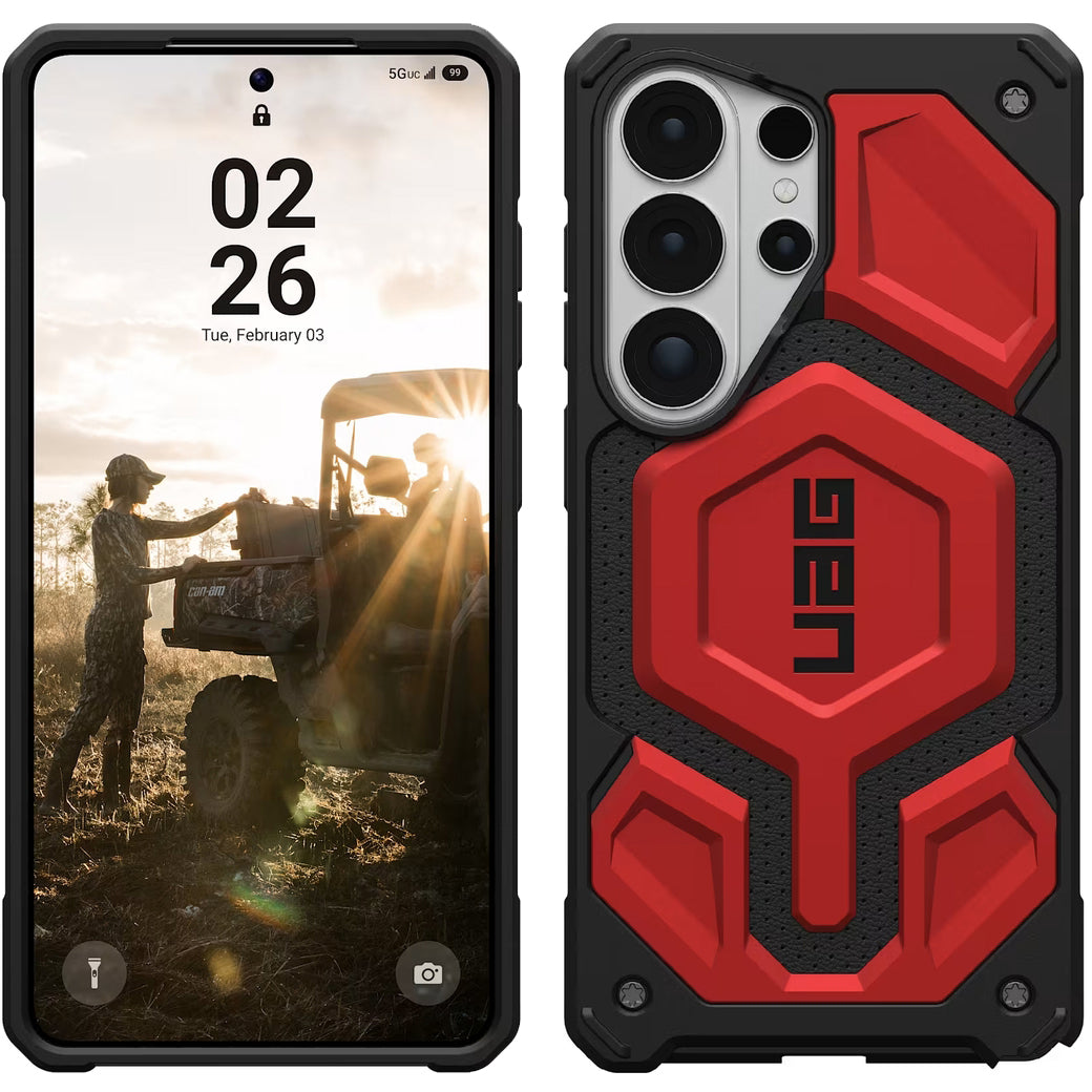 Handyhülle für Galaxy S26 Ultra, Urban Armor Gear Monarch Pro Mag mit MagSafe, Rot / Schwarz