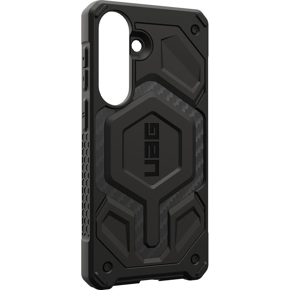 Handyhülle für Galaxy S26 Plus, Urban Armor Gear Monarch Pro Mag mit MagSafe, Schwarz mit Kohlefaser