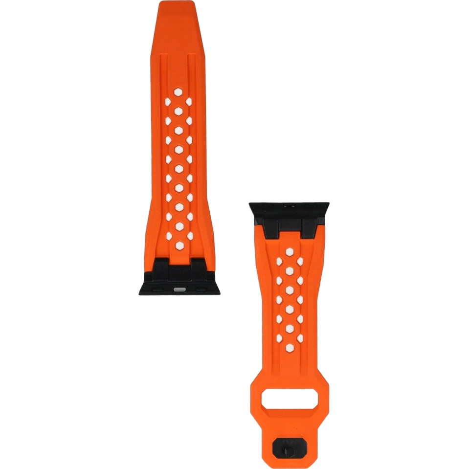 Armband für Apple Watch 49/46/45/44 mm, Urban Armor Gear UAG, Monarch Strap, Orange mit Schwarz