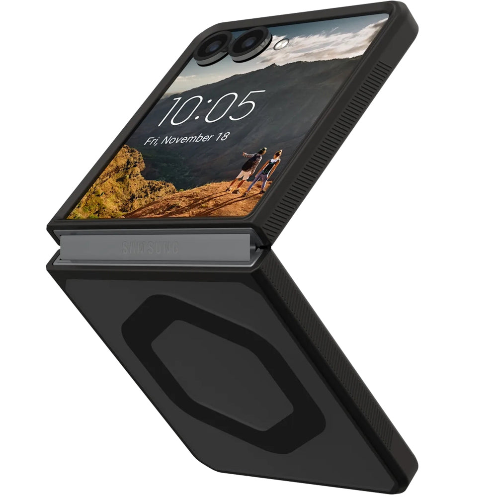 Handyhülle für Galaxy Z Flip7, Urban Armor Gear Mouve with Magnet, Rauchfarben und Schwarz