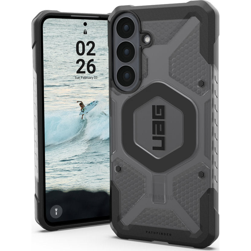 Handyhülle für Galaxy S26 FE, Urban Armor Gear Pathfinder Clear mit MagSafe, Durchscheinend-Schwarz (1/16)