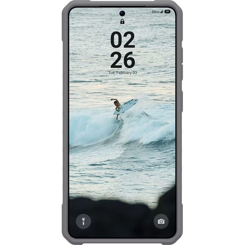 Handyhülle mit Armband für Galaxy S26 Ultra, Urban Armor Gear Pathfinder Clear Mag Bundle mit MagSafe, Transparent und Grau mit grünem Element