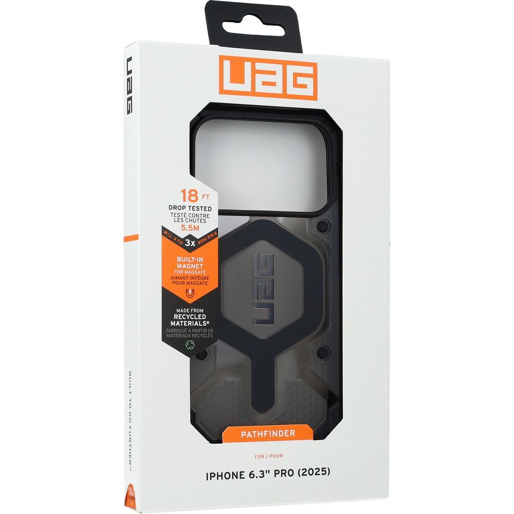 Handyhülle für iPhone 17 Pro, Urban Armor Gear Pathfinder Clear Mag mit MagSafe, Durchscheinend mit schwarzen Rahmen
