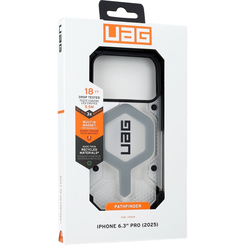 Handyhülle für iPhone 17 Pro, Urban Armor Gear Pathfinder Clear Mag mit MagSafe, Transparent mit schwarzen Rahmen