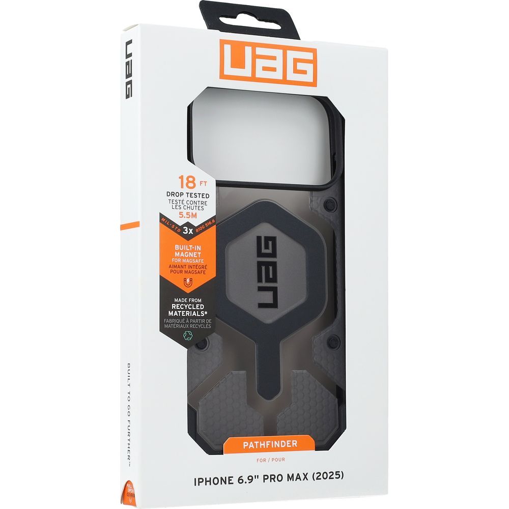 Handyhülle für iPhone 17 Pro Max, Urban Armor Gear Pathfinder Clear Mag mit MagSafe, Durchscheinend mit schwarzen Rahmen