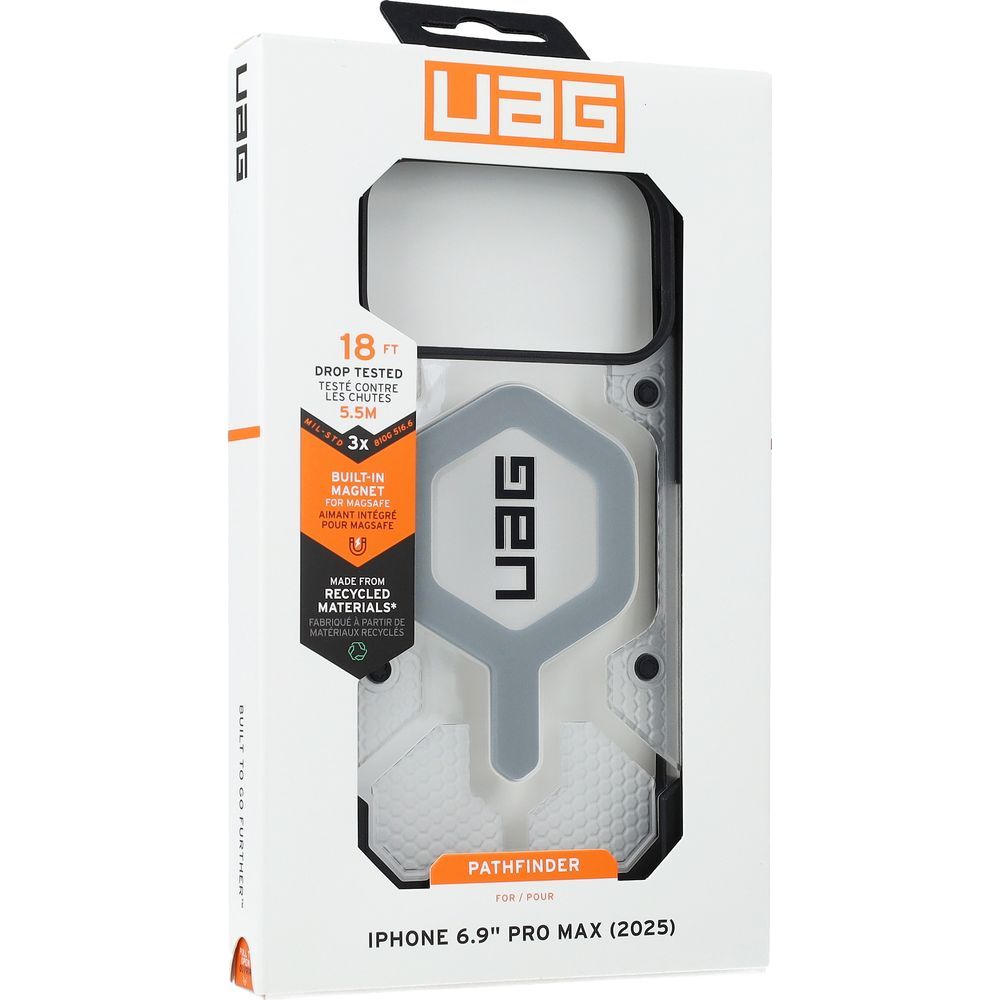Handyhülle für iPhone 17 Pro Max, Urban Armor Gear Pathfinder Clear Mag mit MagSafe, Transparent mit schwarzen Rahmen