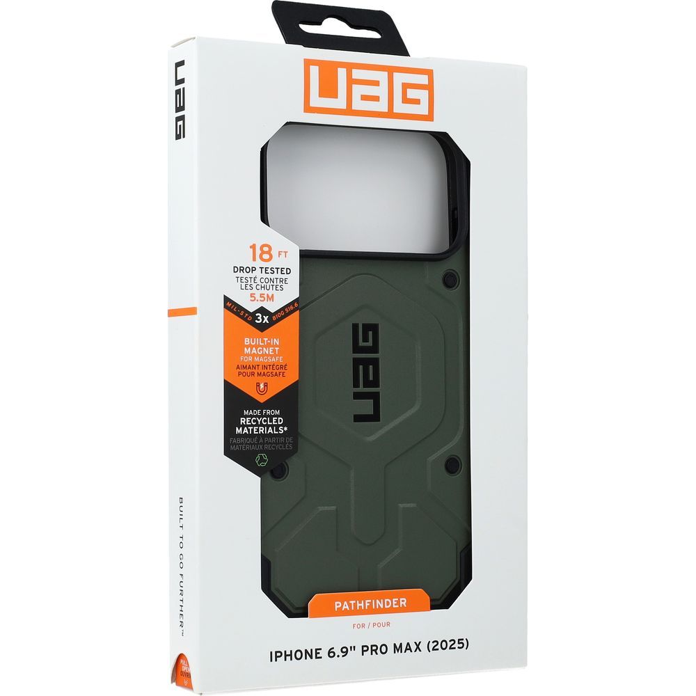 Handyhülle für iPhone 17 Pro Max, Urban Armor Gear Pathfinder Mag mit MagSafe, Olivgrün mit schwarzen Rahmen