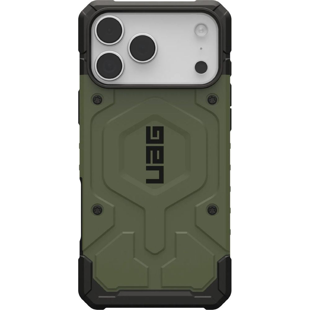 Handyhülle für iPhone 17 Pro Max, Urban Armor Gear Pathfinder Mag mit MagSafe, Olivgrün mit schwarzen Rahmen