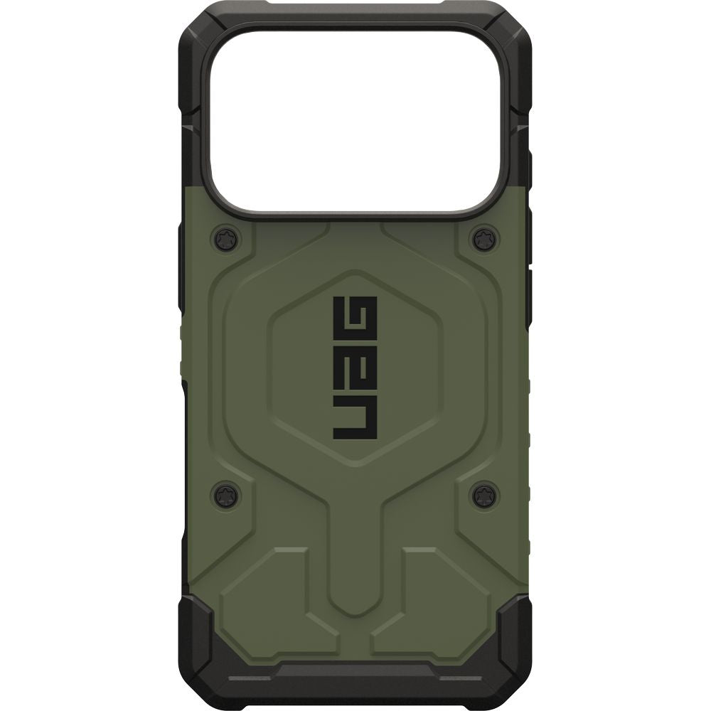 Handyhülle für iPhone 17 Pro, Urban Armor Gear Pathfinder Mag mit MagSafe, Olivgrün mit schwarzen Rahmen