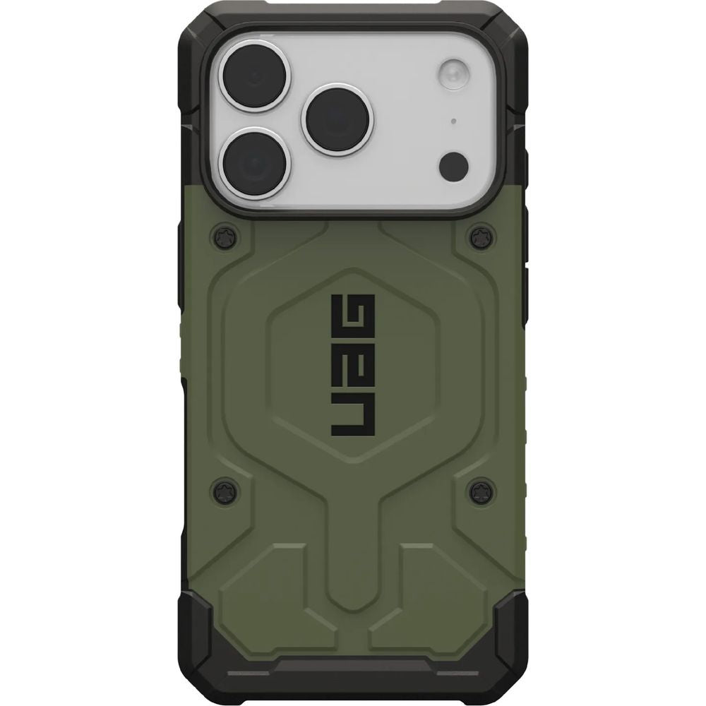 Handyhülle für iPhone 17 Pro, Urban Armor Gear Pathfinder Mag mit MagSafe, Olivgrün mit schwarzen Rahmen