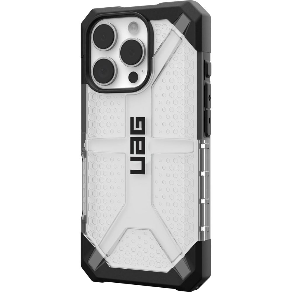 Handyhülle für iPhone 16 Pro, Urban Armor Gear Plasma, Transparent mit schwarzen Rahmen