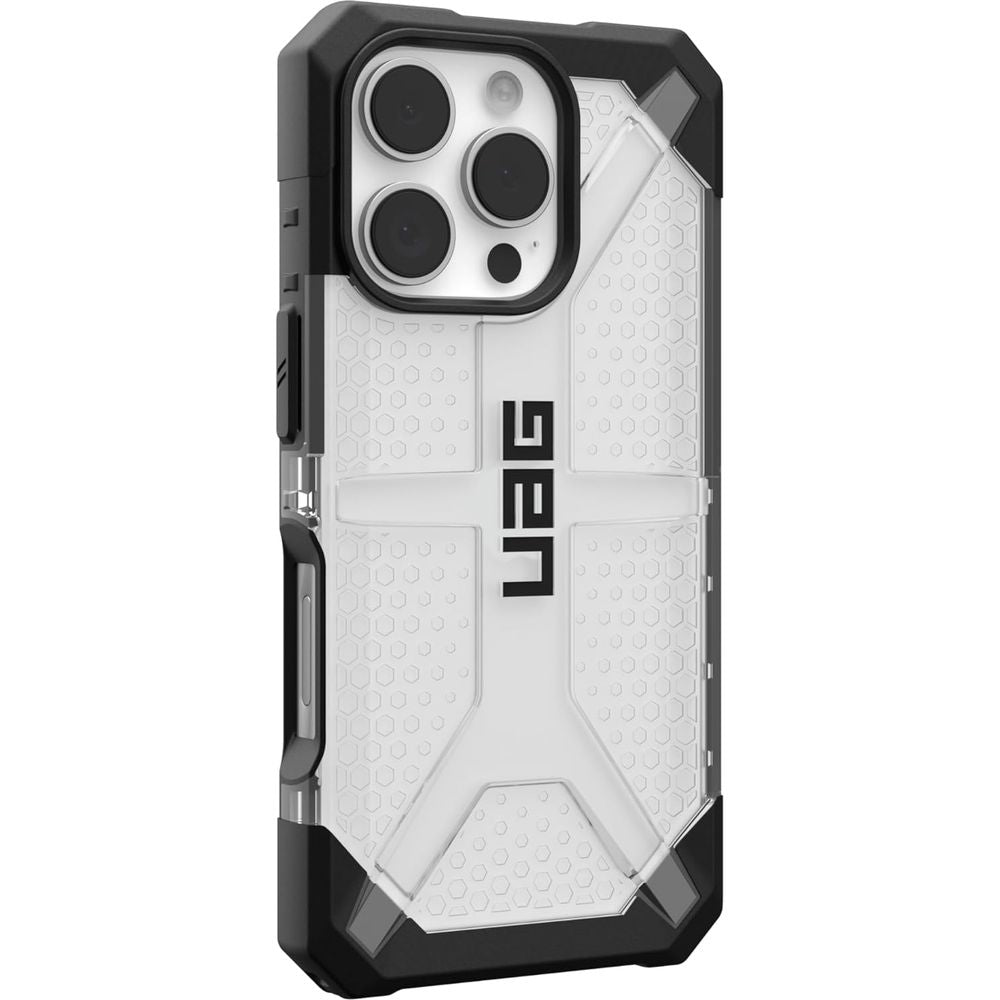 Handyhülle für iPhone 16 Pro, Urban Armor Gear Plasma, Transparent mit schwarzen Rahmen