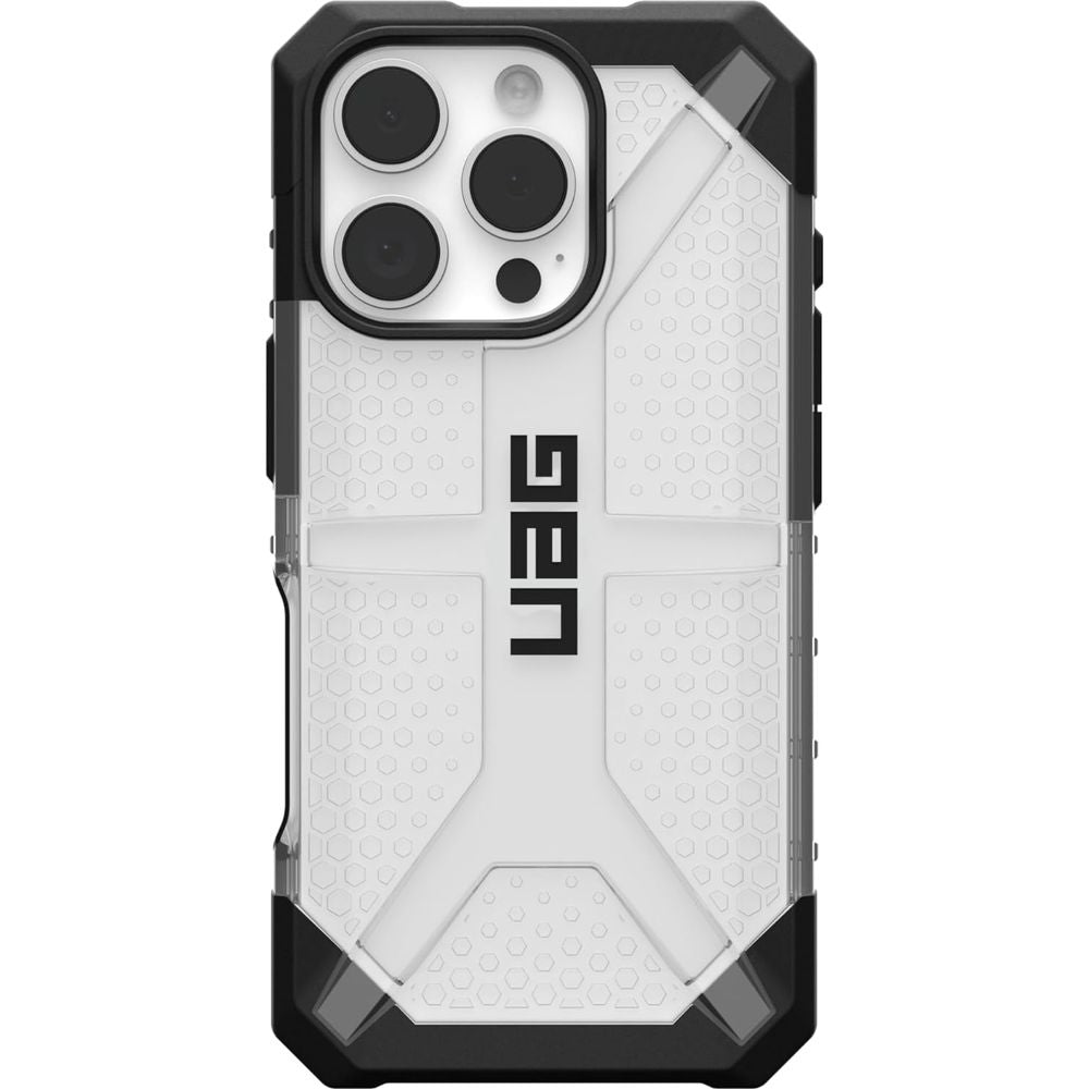 Handyhülle für iPhone 16 Pro, Urban Armor Gear Plasma, Transparent mit schwarzen Rahmen
