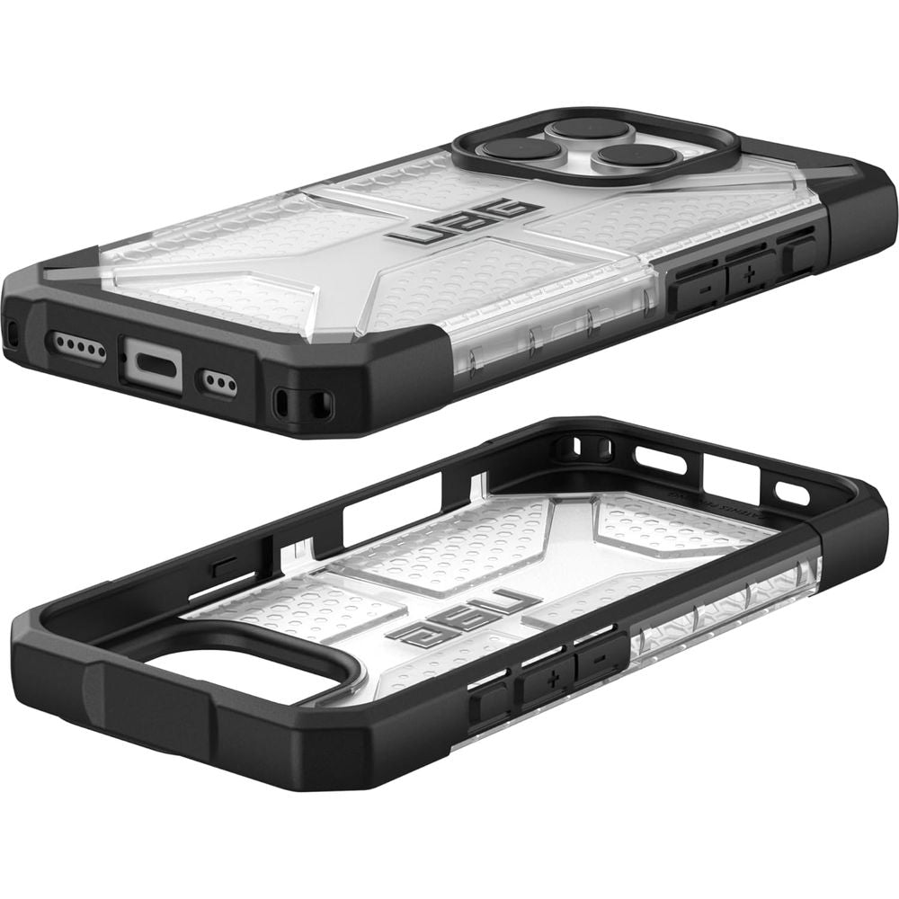 Handyhülle für iPhone 16 Pro, Urban Armor Gear Plasma, Transparent mit schwarzen Rahmen