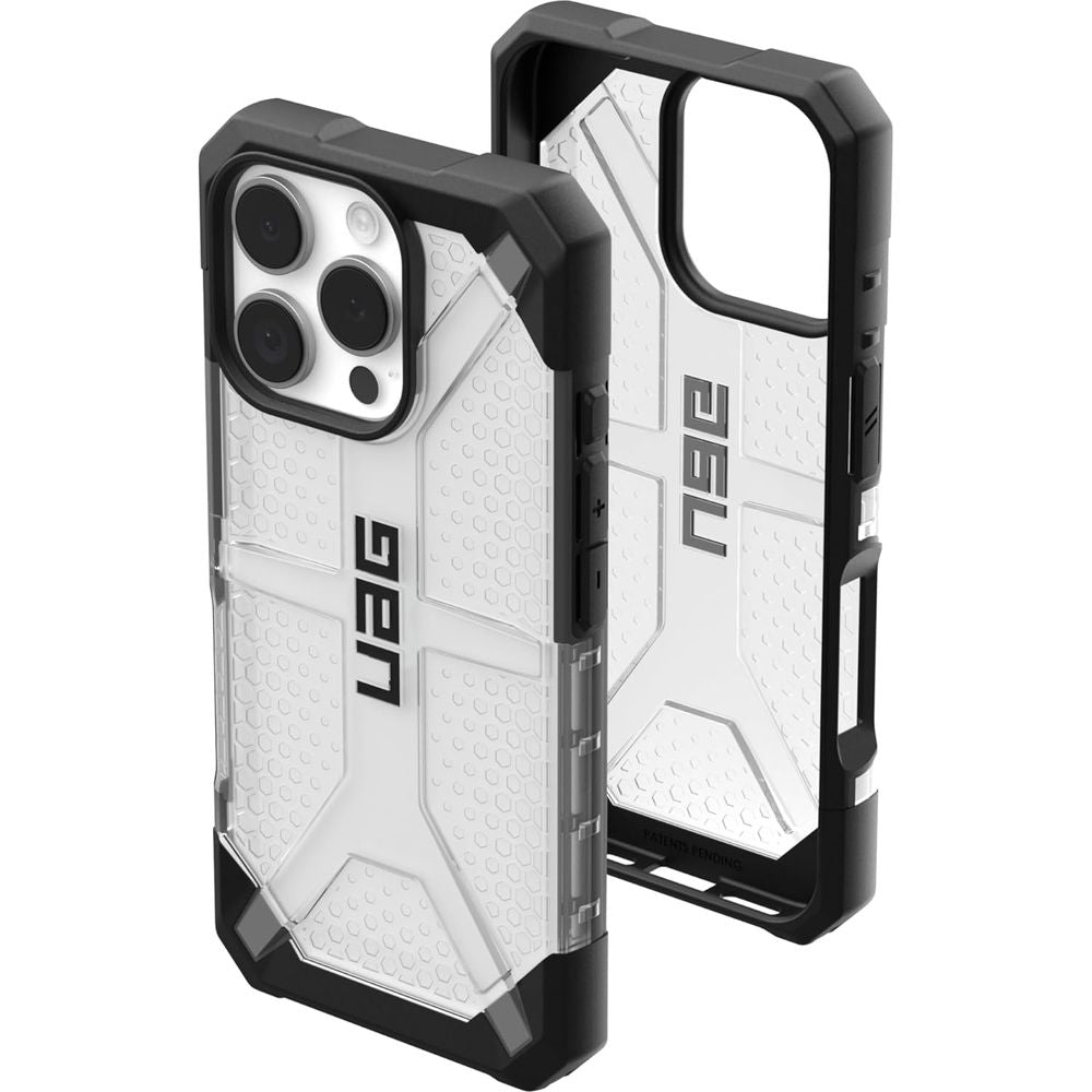 Handyhülle für iPhone 16 Pro, Urban Armor Gear Plasma, Transparent mit schwarzen Rahmen