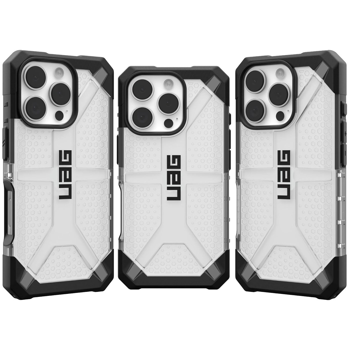 Handyhülle für iPhone 16 Pro, Urban Armor Gear Plasma, Transparent mit schwarzen Rahmen
