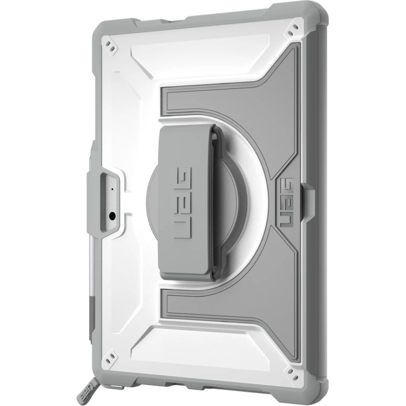 Urban Armor Gear UAG Plasma Hülle für Microsoft Surface Go 3, robust und mit Stifthalter, Grau/Weiß, Rückseite Ansicht