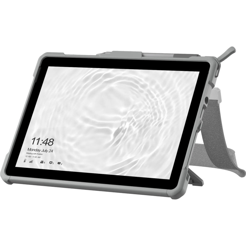 Urban Armor Gear UAG Plasma Hülle für Microsoft Surface Go 3 in Grau/Weiß, robuster Schutz mit integriertem Stiftplatz, Seitenansicht.