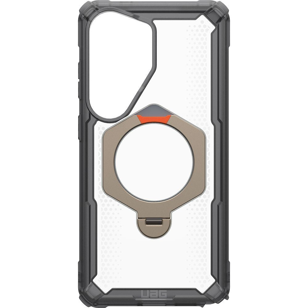 Handyhülle für Galaxy S26 Ultra, Urban Armor Gear Plasma XTE 360 Mag mit MagSafe, Transparent und Grau mit orangem Element