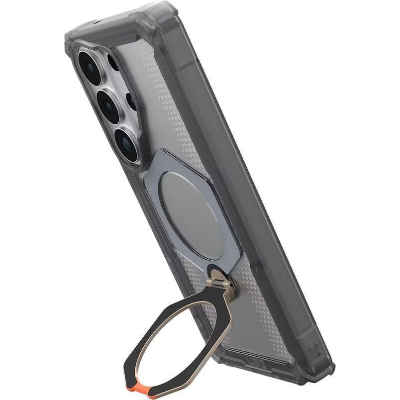 Handyhülle für Galaxy S26 Ultra, Urban Armor Gear Plasma XTE 360 Mag mit MagSafe, Transparent und Grau mit orangem Element