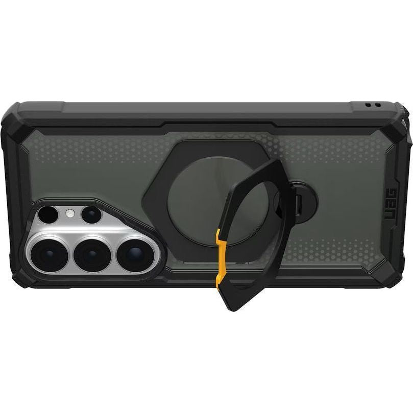 Handyhülle für Galaxy S26 Ultra, Urban Armor Gear Plasma XTE 360 Mag mit MagSafe, Durchscheinend und Schwarz mit gelbem Element