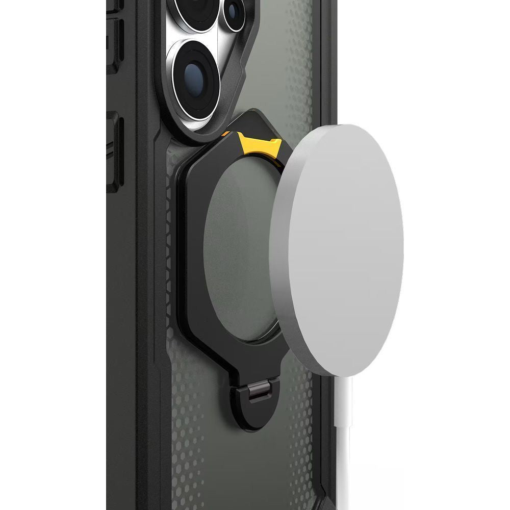 Handyhülle für Galaxy S26 Ultra, Urban Armor Gear Plasma XTE 360 Mag mit MagSafe, Durchscheinend und Schwarz mit gelbem Element