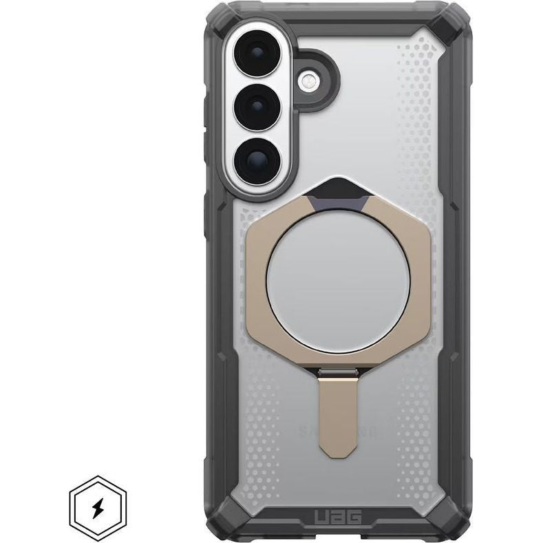 Handyhülle für Galaxy S26, Urban Armor Gear Plasma XTE Mag mit MagSafe, Transparent und Grau mit titan Element
