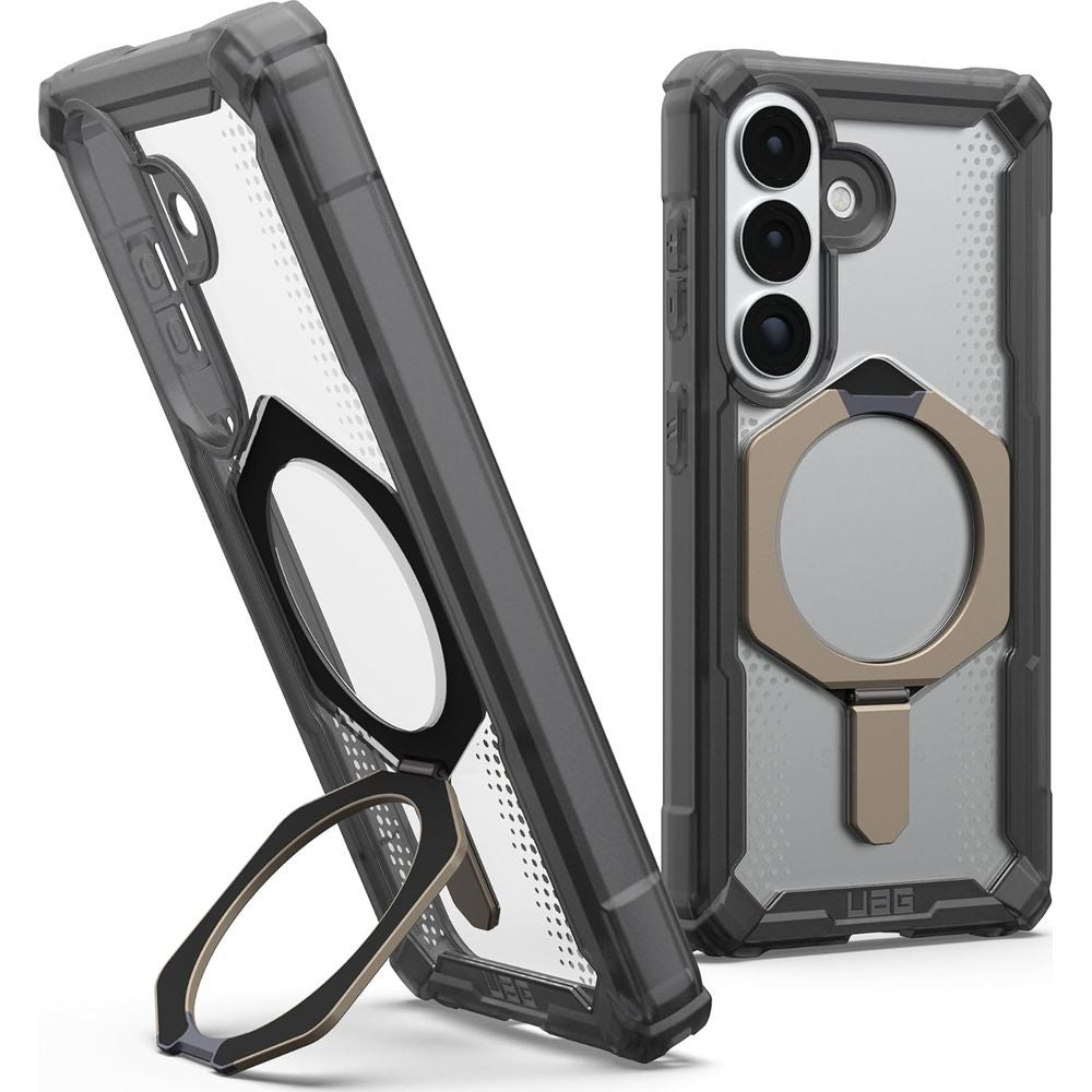 Handyhülle für Galaxy S26, Urban Armor Gear Plasma XTE Mag mit MagSafe, Transparent und Grau mit titan Element