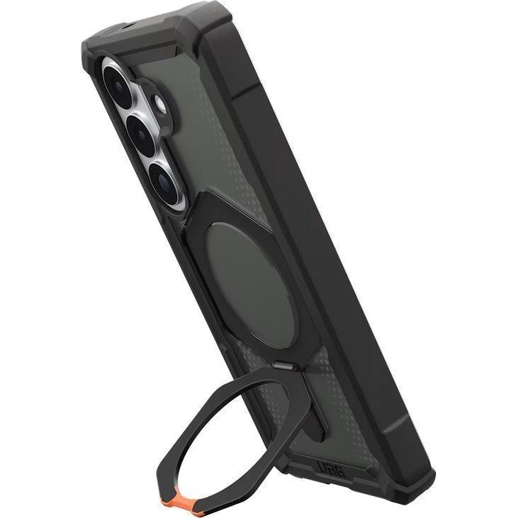 Handyhülle für Galaxy S26, Urban Armor Gear Plasma XTE Mag mit MagSafe, Durchscheinend und schwarz mit orangem Element
