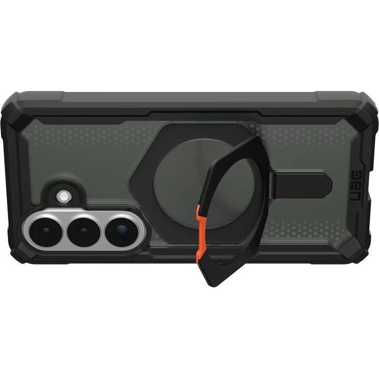 Handyhülle für Galaxy S26, Urban Armor Gear Plasma XTE Mag mit MagSafe, Durchscheinend und schwarz mit orangem Element