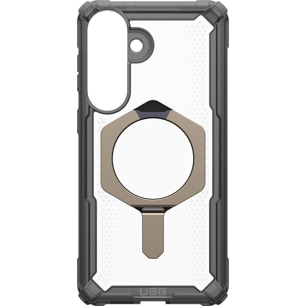 Handyhülle für Galaxy S26 Plus, Urban Armor Gear Plasma XTE Mag mit MagSafe, Transparent und Grau mit titan Element