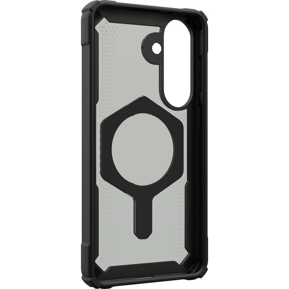 Handyhülle für Galaxy S26 Plus, Urban Armor Gear Plasma XTE Mag mit MagSafe, Durchscheinend und schwarz mit orangem Element