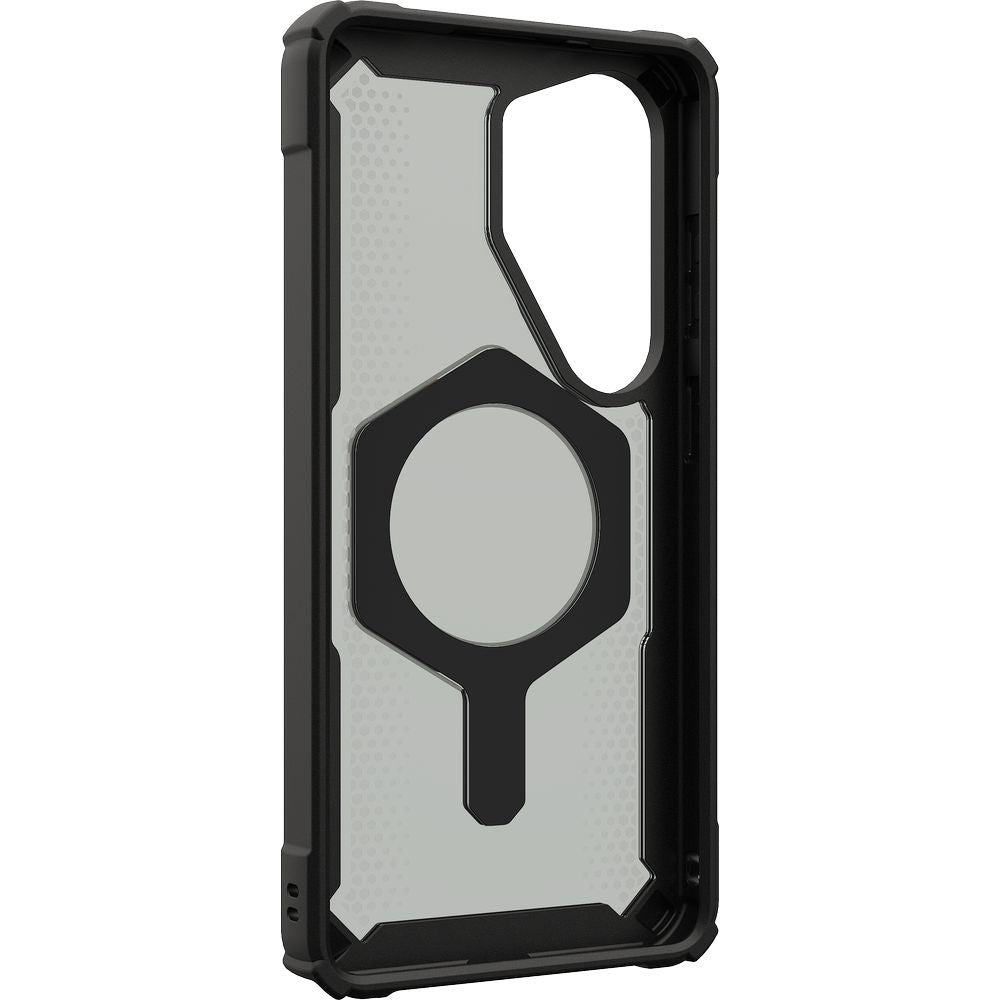 Handyhülle für Galaxy S26 Ultra, Urban Armor Gear Plasma XTE Mag mit MagSafe, Durchscheinend und schwarz mit orangem Element