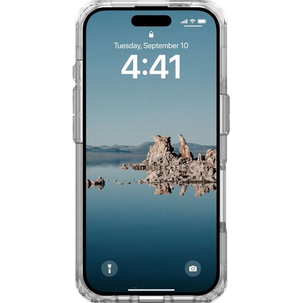 Handyhülle für iPhone 16, Urban Armor Gear Plyo Mag mit MagSafe, Transparent und Weiß